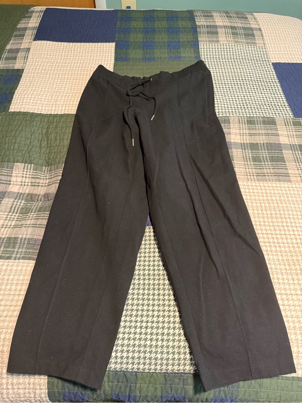 Tommy Hilfiger Black Pull-On Straight Leg Dress Pants Size Large Elastic Waist